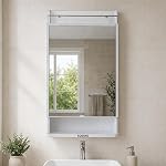 Solimo CleanLook Wall Mounted Plastic Bathroom Mirror Cabinet with Storage Shelves, Space Saving Organizer for Toiletries & Daily Essentials, White- Amazon