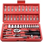 Volo 46 Pieces 1/4 Inch Socket Wrench Tool Kit with Ratchet Screwdriver, Metric Sockets & Extension Bar | Mechanic Tool Set for Auto, Bike Repair & Household with Storage Case- Amazon