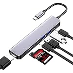 USB C Type HUB 7 in 1 Adapter Multi Port Dongle Type-C to 2 x USB 3.0/USB 2.0, 1 x 4K HDMI, 2 x USB C with PD 3.0 Charging Port, SD/TF Reader for MacKBook, Chromebook, DELL Other Type C Devices- Amazon