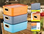 Present Leather-Finished Stackable Storage Boxes, Clothes, Multipurpose Vegetables, Toys, Books, Office, Stationery, Wardrobe, Set of 3, Orange, Grey, Blue, With Handles, Space Saver Design- Amazon