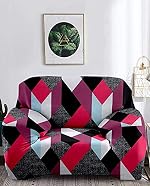 Cortina Sofa Cover Single Seater | Geometry Print | Polyester Spandex Fabric | Machine Washable | Couch Covers, Suitable for Home, Office, Functions | Soft, High-Density Fabric | Durable | Pink- Amazon
