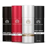 he Man Company Deodorant for Men Gift Set | Pack of 4 Body Sprays (150ml Each) | Long Lasting Deodorant for Men | Black, Blanc, Fire & Oud | Premium Fragrance with Musk, Sandalwood, Amber & Patchouli | Daily Office Wear Deo- Amazon