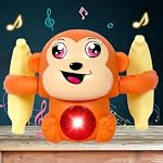 ToyMagic Dancing Monkey|Voice & Touch Sensor with Musical Light & Sound Effect|AAA Battery Operated|Birthday Gift|Spinning & Rolling Doll Tumble Toy for Kids 1 Year +|Made in Indiaorange- Amazon