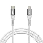 Boat Type C to Lighting Cable for 27W Fast Charging | 480 Mbps Data Transfer | 1.2 m (3.9 ft) Perfect Cable Length | Premium Nylon Braiding | Durable & Tangle-Free | with Silicon Tie (Arctic White)- Amazon