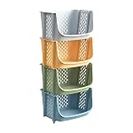 Arto Multifunctional Stackable Plastic Organizer Basket – Multi-layer Standing Shelf for Fruits, Vegetables & Clothes Storage (POF-4)- Amazon