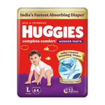 Huggies Complete Comfort Wonder Pants, India’s Fastest Absorbing Diaper | – L (64 Pieces)- Flipkart