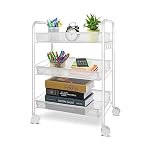 Sulfar 3 Layer Multi Purpose Stainless Steel Rotating Kitchen Trolley Space-Saving Fruits Vegetables Storage Rack Organizer (White)- Amazon