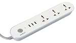 Havells USB Star – 3+1 Extension Board| 1.5Mtr Copper ISI Certified Wire | Surge and Spike Protection | 3 Universal Sockets and 3 USB Ports, 3.1 Amp| 6A, 240 V AC | LED Indicator | Home & Office Use- Amazon