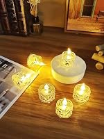 Desidiya® Flameless LED Tea Light Candles: Set of 6 Transparent Acrylic Decorative Candles | Smokeless | Perfect for Christmas, Festivals | Vibrant Yellow Glow- Amazon
