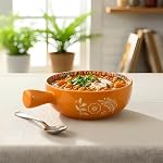 Amazon Basics Mandala Ceramic Snack Bowl with Handle (600 ml) – Microwave & Dishwasher Safe Serving Bowl – Ideal for Soup, Curries, Salad & Noodles (Yellow)- Amazon