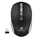 ZEBRONICS Zeb-Jaguar Wireless Mouse, 2.4GHz with USB Nano Receiver, High Precision Optical Tracking, 4 Buttons, Plug & Play, Ambidextrous, for PC/Mac/Laptop (Black+Grey)- Amazon