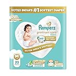 Pampers Premium Care Pant Style Baby Diapers M 20 Count | No Marks Design | Voted India’s #1 Softest Diaper | All in 1 diaper with 360 Cottony Softness- Amazon