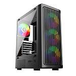 Circle Amazer X1 Mid- Tower Computer Case | Gaming Cabinet – Black| Support ATX, M-ATX, ITX | Pre- Installed 3 x 120mm Front and 1 x 120mm Rear ARGB Mirror Fans- Amazon