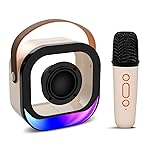 pTron Fusion Moment 10W Mini Bluetooth Speaker with Wireless Karaoke Mic, RGB Lights, Voice Change Effects, 6H Playtime, Bluetooth v5.3 & Type-C Fast Charging (Cream)- Amazon