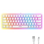 Ant Esports MK1200 Mini 60% Wired Mechanical Gaming Keyboard – Red Switch, Rainbow Backlit, 61 Keys, Anti-Ghosting, USB, Compact TKL – Compatible with Windows, macOS, PS5, Xbox, Laptop & PC (White)- Amazon
