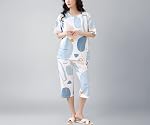 Lunza Women’s Cotton Pajama Set with Top & Pants|| Korean Night Suit|| Lightweight Printed Set || Soft & Comfy Sleepwear for Girls & Women- Amazon