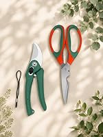 Multipurpose Gardening Scissors & Green Pruner Set of 2– Heavy Duty Garden Shears with Stainless Steel Blades and Soft Grip Handles for Pruning, Trimming, Harvesting, and Plant Care (GTK)- Amazon