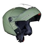Royal Enfield MOD Adroit Modular Flip up Helmet | ISI Certified | Thermosplastic Shell | Micrometric Lock | UV Treated & Scratch Resistant Visor |Battle Green (XL) 62CM- Amazon