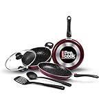 Milton Pro Cook Kitchen Pride Non-Stick Cookware Set of 5 | Includes Nonstick Tawa, Frying Pan, Kadhai with Lid, Nylon Laddle & Spatula | Non-Induction Base | Peach Color- Amazon