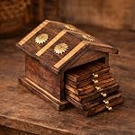 Kundi Handmade Hut Style Wooden Coaster Set with Holder | Hot & Cold Drink Coasters for Tea, Coffee & Dining Table Decor- Amazon