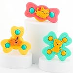 Storio Baby Products Bath Toys Suction Cup Spinner Toy | Set of 3 | for Baby Boys Girls | Pop up Waterproof Suction Cup Spinning Top Rotating Montessori Learning Toy- Amazon