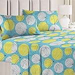 BSB HOME 3D Printed 144 Tc Microfiber Double Bedsheet with 2 King Size Pillow Covers Breathable | Wrinklfree | Summer | Topsheet (Light Green and White Cricle Print, 90 x 90 Inches)- Amazon