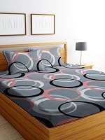 DECORUM Glace Cotton Fitted 1 Bedsheet King Size (72″x78″) | All Around Elastic | Cotton Feel | 2 Pillow Covers (17″x27″) | Fits Up to 8″ Mattress | 200-220 TC | Printed Double Bed Sheet Set- Amazon