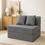Solimo 2 Seater Sofa Cum Bed 6×3 Feet with 2 Cushions, 3 in 1 Convertible Sofa Lounger, Portable Foldable Foam Mattress with Washable Cover for Living Room Bedroom – Grey- Amazon