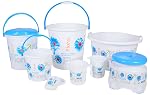 Nayasa Flora 8 Piece Bathroom Accessories Set, Complete Plastic Bathroom Utility Combo with Bucket, Mug and Daily Use Essentials for Home, Blue- Amazon