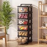 PrettyKrafts 6 Layer Heavy Duty Plastic Storage Drawer with Wheels, Modular Cabinet for Bedroom, Office, Home, Chest of Drawers Organiser for Cosmetics, Kitchen items, Toys, Black and Clear- Amazon