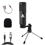 Audio Array XLR to 3.5mm Condenser Microphone Kit | Tripod, 2M Cable & Foam Filter | Compatible with Audio Interface, Mixer | Recording, Podcast, Streaming, Home Studio (Black) |AM-C39- Amazon