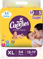 Cuddles – Super Pants Baby Diaper 2X Softer Super Dry Comfort Quick Max Absorption Upto 12 Hrs – XL (54 Pieces)- Flipkart