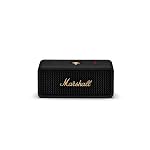 Marshall Emberton III Compact Portable Bluetooth Speaker with 32+ Hours of Playtime, (360° Sound), Dust & Waterproof (IP67) – Black & Brass.- Amazon