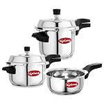 Lifelong Stainless Steel Pressure Cooker | Set of 3 | 2L, 3L & 5L | Induction & Gas Stove Compatible with Outer Lid, ISI Certified & Lock System |Safe & Durable Kitchen Essential with 5 Years Warranty- Amazon