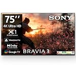 Sony BRAVIA 3 Series 189 cm (75 inches) 4K Ultra HD AI Smart LED Google TV K-75S30B (Black)- Amazon