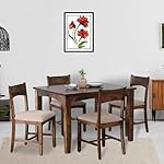 EXCEL HOME 4 Seater Wooden Dining Set, Grey Upholstered Chairs, Modern Kitchen Furniture- Amazon