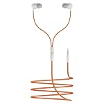 boAt Bassheads 211 Wired Earphones with 10mm Drivers, Signature Sound, in-Line Microphone, 3.5mm Jack, Voice Assistant & 120cm Cables (Off White Orange)- Amazon