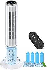 HIFRESH 107CM Tower Fan for Room w/Cooling Function, Bladeless Tower Fans for Home, Remote & Touch, 4 Modes & 3 Speeds, 26Ft Air Throw, 12H Timer, 4 Ice Packs, Auto Rotation, Low Power Consumption- Amazon
