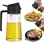 2-in-1 500ml Glass Oil Dispenser & Spray Bottle | Oil & Vinegar Sprayer for Cooking, Air Fryer, Salad & Kitchen Use | Leakproof, Refillable, Black- Amazon