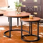 Priti Coffee Table Set: Nesting Side Tables with Chipboard Tops, Sturdy Metal Frame, Modern Industrial Design – Ideal for Living Room, Bedroom, Apartment, and More- Amazon