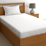 IVAZA 220 Cotton Feel Glace Cotton 1 Single Bedsheet with 1 Pillow Cover (90X60 Inch) White- Amazon