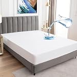 BeyBee 100% Waterproof Interlock Mattress Protector | Breathable, Hypoallergenic, Washable & 2X Absorbency | Soft & Slim Easy Elastic Fitted Bed Protector (Size-75 * 72, Ivory)- Amazon