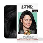 Streax Crème Permanent – 1 Natural Black Hair Colour- 140 Ml, 100% Grey Coverage, Ammonia Free, Long Lasting For Women(Colourant Tube 60G,Developer Bottle 60Ml,Conditioner 20G)- Amazon