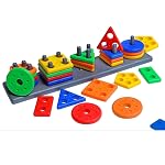Geometric Shape Stacker Rectangle | Colorful Sorting and Shape Stacker Toys for Kids 3+ | Educational Montessori Toy for Toddlers | Color & Shape Learning Block Game- Amazon