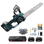 Lifelong 21V Cordless Chainsaw Machine | Brushless Motor | 12″ Guide Bar | 5000 RPM | 2 x 4.0Ah Batteries | Tree Cutter Tool | Wood Cutting Machine Home | Wood Cutter Tool Machine | Gardening DIY Use- Amazon