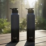 Clazkit Dual Colored Stainless Steel Water Bottle |ISI Certified Leakproof,Durable for School Kids, Fridge, Sports, Gym, Yoga & Office – Easy to Clean & Reusable-1000ml – Set of 2 -Black- Amazon