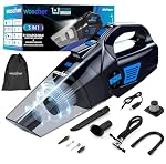 WOSCHER AirVac Pro+ 3in1 USB Rechargeable Car Vacuum Cleaner Cordless,Tyre Inflator,150 PSI Digital Air Pump for Car Tyre|120 Watt Car Vacuum Cleaner High Power 6000PA |LED Light| Auto Shut Off- Amazon