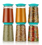 Xiran Kitchen Storage Box, Container for Kitchen, Storage Box for Kitchen, Storage Jars, Storage Containers for Pulses, Cereals, Dry Fruits, Kitchen Accessories Items for Home (1200Ml Green Set of 6)- Amazon