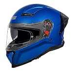 STUDDS Helios ISI and DOT Certified Full Face Helmet with Antifog 100 Lens, Sporty Spoiler (Flame Blue – M)- Amazon