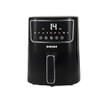 SINGER Electric Airfrio Air Fryer 1350W | 4.4L Basket | 100% Oil-Free Cooking | Digital Display | 10-in-1 Functions | 360° High-Speed Air Circulation | ISI Certified | 2 Years Warranty- Amazon